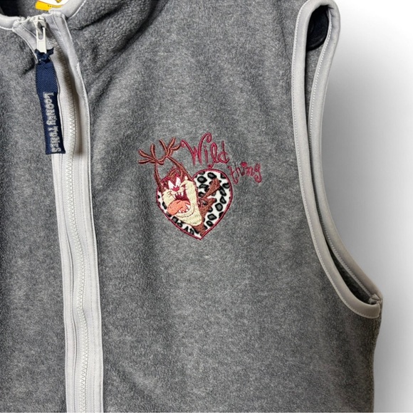 Vintage 2000 Looney Tunes Taz Vest Gray Zip Up Women’s L/XL - Picture 2 of 8